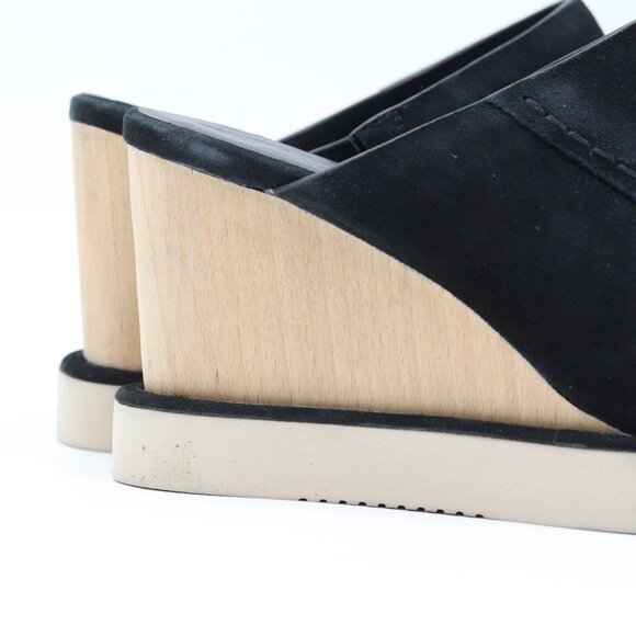 Free People Collection Leather/ Suede Running in Wedges Black Women's Size 10 - Picture 13 of 16